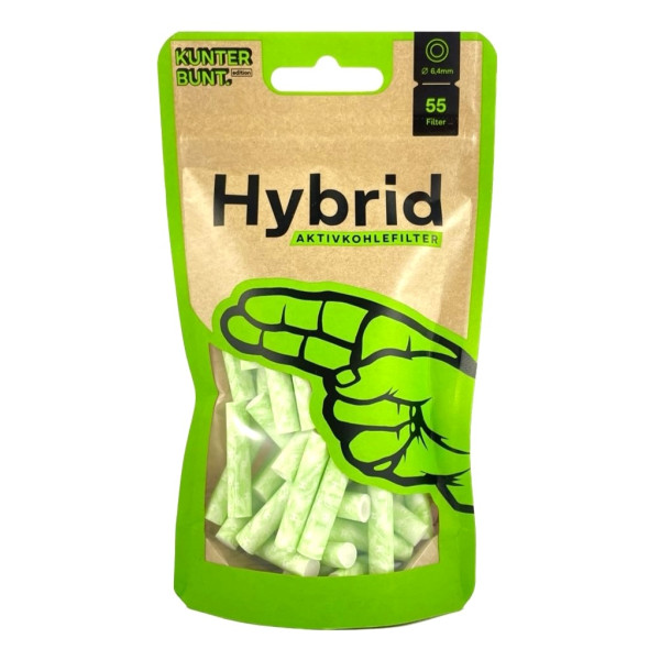 Фільтри для самокруток HYBRIDE CARBON GREEN - 6,4 х 30 мм (55 шт)