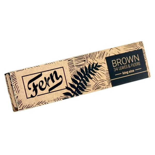 Бумага для самокруток FERN KS BROWN + TIPS+STICK UNBLEACHED WOOD PAPER 34/24