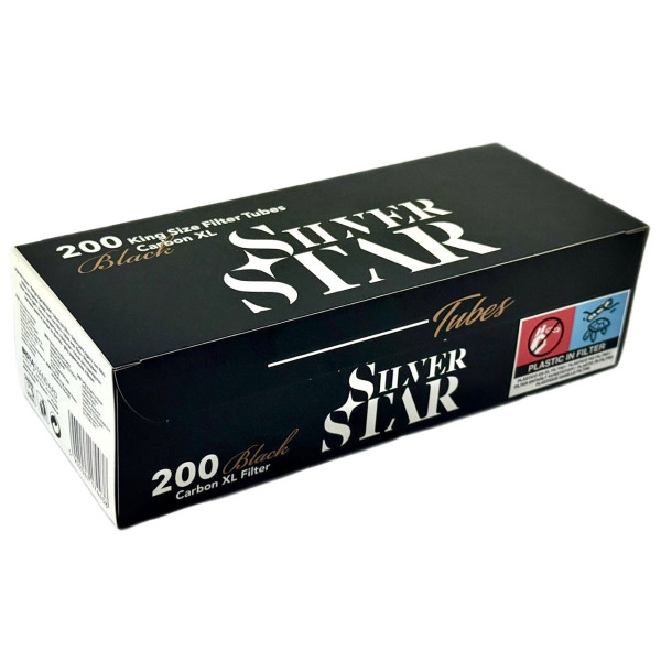 Гильзы для набивки сигарет SILVER STAR CARBON BLACK - WHITE X-LONG (200 шт)