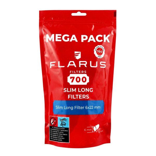 Фільтри для самокруток FLARUS SLIM LONG 6х22 мм (700 шт)