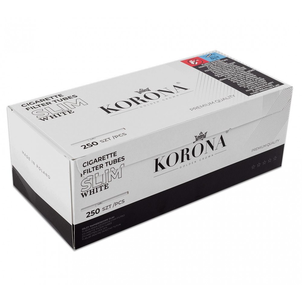 Гільзи для набивання сигарет KORONA SLIM WHITE (250шт)