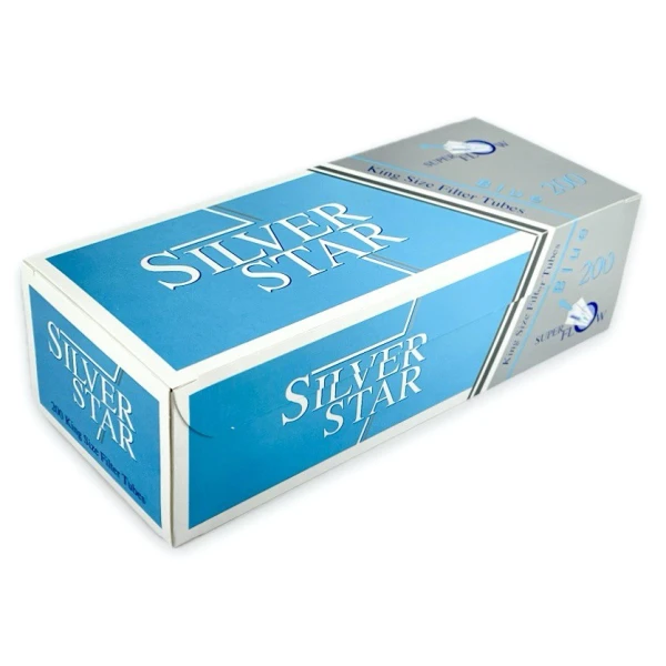 Cigarette Tubes Silver Star Blue (200 Pcs)