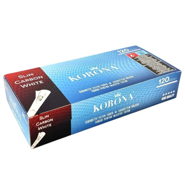 Гильзы для набивки сигарет KORONA SLIM CARBON WHITE (120 шт)