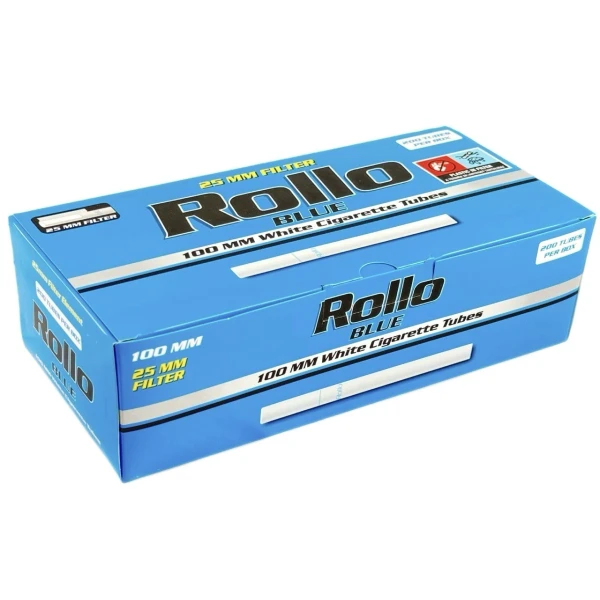 Cigarette rolling sleeves ROLLO BLUE 8X25mm, X-LONG 100mm (200 pcs)