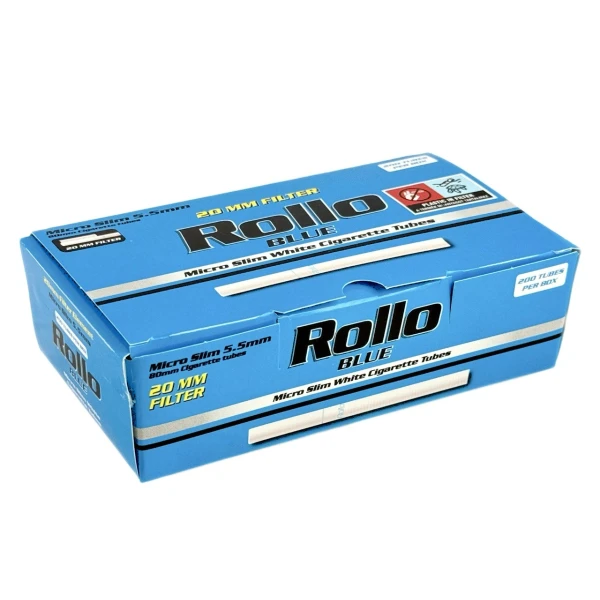 Cigarette rolling cartridges ROLLO BLUE 5.5X20mm MICRO SLIM, 88 mm (200 pcs)
