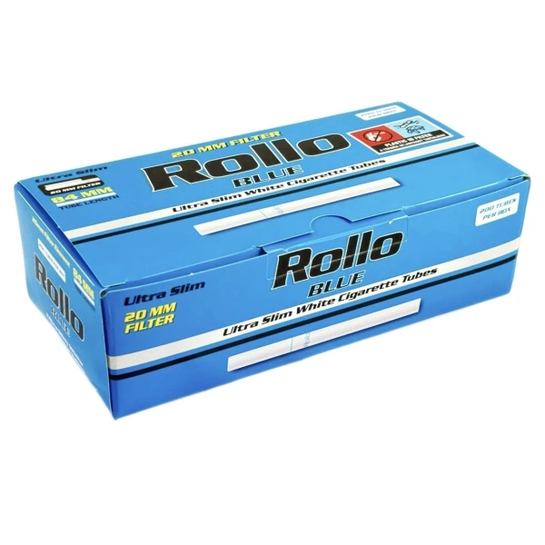 Cigarette rolling cartridges ROLLO BLUE 6.5X20mm ULTRA SLIM, 84 mm (200 pcs)