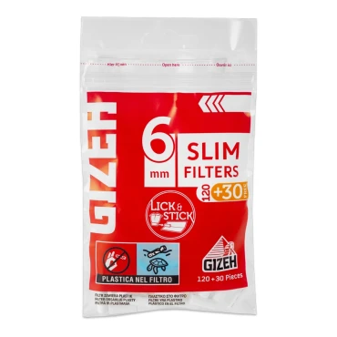 Фильтры для самокруток GIZEH SLIM VEGAN 6Х15 мм (150 шт)