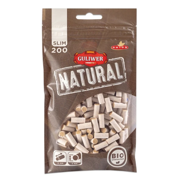 Cigarette Filters Guliwer Slim Bio Unbleached 6x15 Mm (200 Pcs)