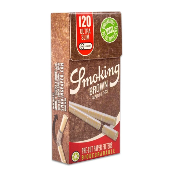 Фильтры для самокруток SMOKING BROWN PRE-CUT ULTRA SLIM 5,7х14 мм (120 шт)